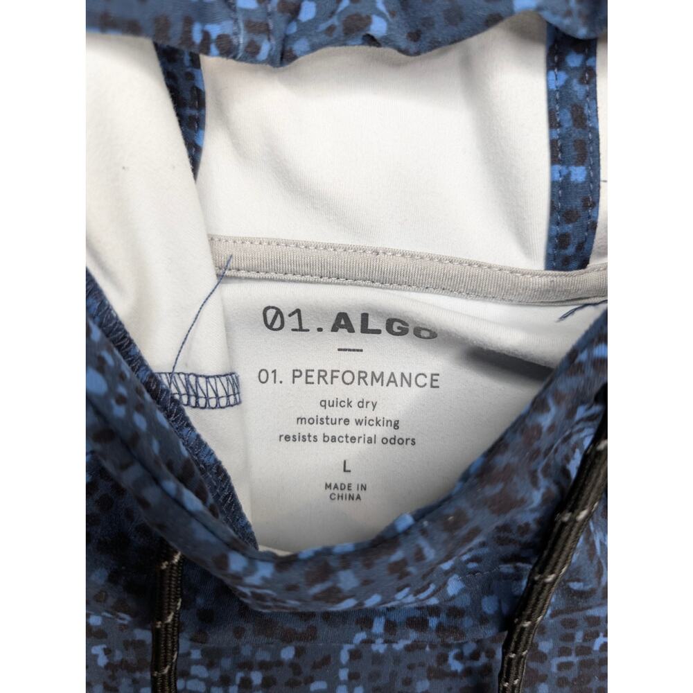 ALGO‎ Performance Mens Hoodie Large Blue Stretch Moisture Wicking Sweatshirt - Picture 2 of 7